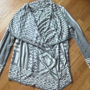 Bar III Gray Patterned Cardigan
